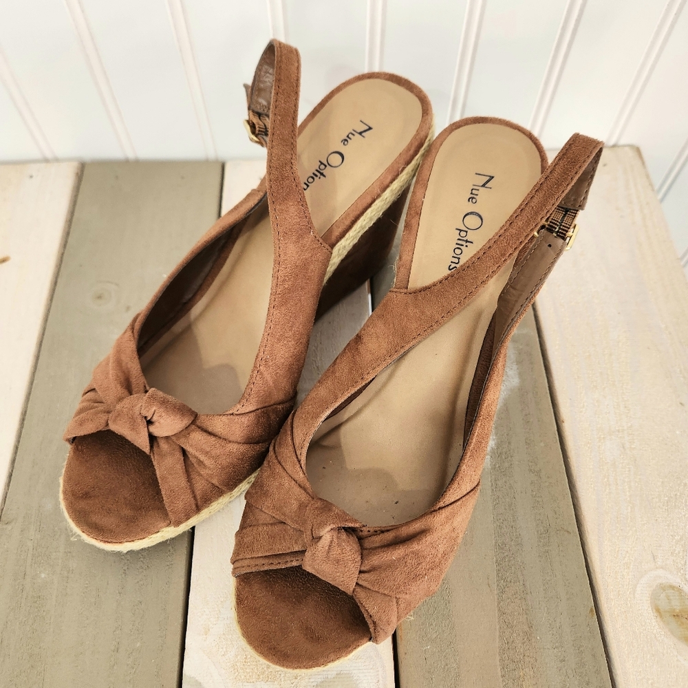 Nue Options | Jenessa Slingback Wedges Brown Size 8.5